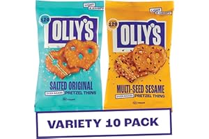 OLLY'S OLIVES Olly's Pretzel Thins, 5x Salted and 5x Multi-Seed Sesame 35g, Handy Snack Pouches, Healthy Plant-Based Vegan Snacks for Dipping, Low Calorie Snacks, Low Fat, Source of Fibre, No Preservatives