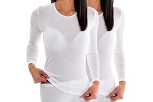HERMKO 17830 2 Stück Damen Langarm Unterhemd, Shirt aus Baumwolle/Modal