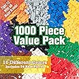 SCS Direct 1000 pc Classic Building Bricks - Bulk Blocks w 54 Roof Pieces and Better Variety - Compatible with All Brands