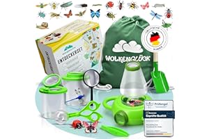 WOLKENGLÜCK® Forscherset für Kinder [ab 3 Jahre] - großes Entdecker-Set für neugierige Insekten- und Naturforscher - mit Becherlupen, Insektenglas, Insektenmodellen & Stickern