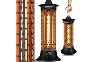‎KESSER KESSER® Standheizstrahler Infrarotheizung, 1200W Heizstrahler Energieeffiziente Heizung Innenraum mit 360° Oszillation, Infrarotheizung Standgerät, Elektroheizung IP55, Terrassen-Heizstrahler, Schwarz