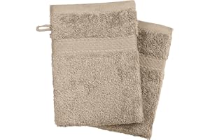 CTL COMFORT WITH QUALITY Pack of 12 100% Cotton Body Wash Mitts, Soft Face Cleansing Mitts, Bath SPA Terry Cloth, Reusable Makeup Remover Mitt Gloves Soft Face Mitten 16x21 cm (Beige, 16x21 cm)