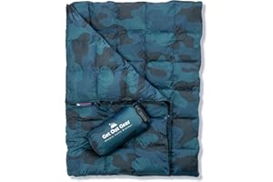 Get Out Gear Down Camping Blanket - Puffy, Packable, Lightweight and Warm | Ideal for Outdoors, Travel, Stadium, Festivals, Beach, Hammock | 650 Fill Power Water-Resistant Backpacking Quilt