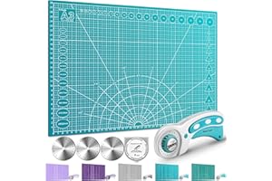 Miuzei Base de Corte A3 con Cutter Circular,Tapete de Corte,Alfombrilla de corte grande, resistente a los cortes, autocurativa, perfecta para coser, manualidades, patchwork,Cian