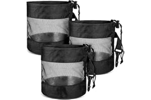 YQQYG 3 PCS Golf Ball Bag, Nylon Golf Ball Collector Bag with Drawstring, Black Mesh Drawstring Practice Pouch for Storing Balls