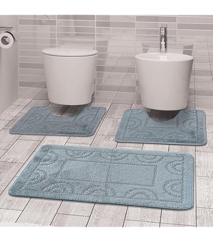 Tappeto In Cotone 3D 70x130 Cm - Morbido, Lavabile, Per Bagno, Cucina E Camera, Colore Grigio