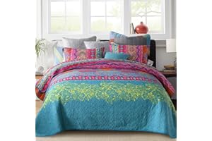 ‎QUCOVER Qucover Boho Tagesdecke 220x240, Reversible A/B-Seite Bettüberwurf Set mit 2 Kissenbezüge 50x75cm für Doppelbett, Indische Doppelbett Bettüberwurf, Bunte Decke Sofa Überwurfdecke Wohndecke