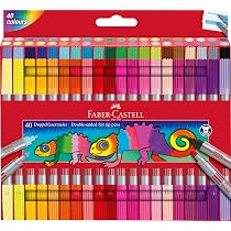 Faber-Castell Doppelfasermaler 20er Set – Mit Dicker & Dünner Spitze, Wasserbasierende Tinte, Im Etui