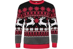 Litherday Świąteczny sweter męski sweter świąteczny zabawny brzydki świąteczny sweter męski zimowy renifer