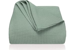 LAYNENBURG Narzuta na łóżko, 150 x 200 cm, pikowanie o strukturze wafla, 100% bawełna, lekki koc letni, bawełniana, na sofę, na kanapę, przewiewna, miętowozielona