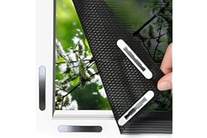 EASYmaxx Mosquitera antipolen para Ventanas con Magic Click | Cortada a Medida para Todas Las Ventanas de hasta 150 x 130 cm | Fácil instalación con 12 imanes - sin taladrar ni atornillar [Negro]