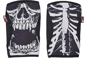 RockTape Assassins Neopren Ochraniacze na kolana, trwałe i wygodne, czarno-biała czaszka, XL, opakowanie 2 szt