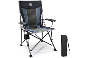 Timber Ridge Chaise Camping Pliante Robuste Accoudoir Rembourré avec Porte-gobelet de Pêche Plage, Support 150kg