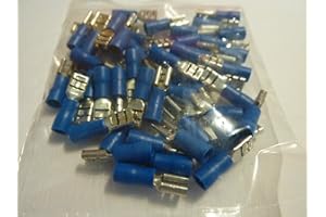 profitec 50 Stück Kabelschuh Flachsteckhülse 4,8 mm blau für Kabel 1,5 mm² - 2,5 mm²