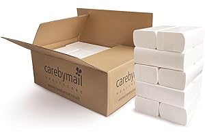 CAREBYMAIL Interfold V-Fold Paper Hand Towels, 2-ply Premium, 2000 Sheets (10 Sleeves of 200 Sheets), Absorbent & Strong Multi-fold Paper Towels | Sheet Size: 24 cm x 21 cm - Care by Mail Healthcare
