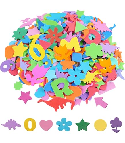 Barlone 260 Adesivi In Gomma Espansa Alfanumerici Per Bambini | Lettere E Numeri Colorati EVA, Autoadesivi, Fai-da-te E Scrapbooking - 4