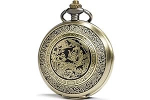 SEWOR Bronze en émail Craft Motif Japon Mouvement à Quartz Montre de Poche avec Double chaîne (métal et Cuir)