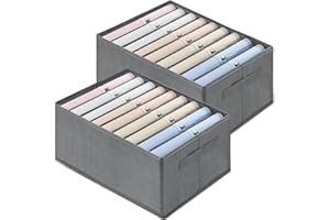 TENXSNUG Boîte de Rangement Vetement, 2PCS Armoire Organisateur de Vêtements Jeans Organisateur de Tiroir Pliable pour T-shirts, Sweat-shirts, Shorts, 9 Grilles