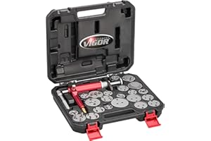 ViGOR Brake Piston Reset Tool Set V1711N I 23 Piece Pneumatic Tool Set Brake Reset Tool for Turning and Pushing Brake Pistons on Various Cars Such as VW, Audi, BMW and Mercedes