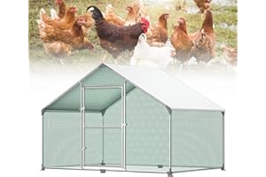 Froadp Gallinero Exterior Grande Jaula Gallineros de Metálica Cercado Exteriores con PE Techo de Protección Solar y Candado Jaulas para Gallinas Animales Conejos Pequeños Aves (3x2x2m, 6㎡)