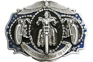 Schnalle123 Gürtelschnalle 9,5 x 7 cm Motorrad Biker Live to Ride 3D Optik für Wechselgürtel Gürtel Schnalle Buckle Modell 200