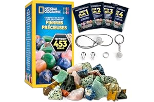 Blue Marble National Geographic Recharge pour Polisseuse de Pierres – 453 g de Gemmes et Minéraux Bruts Dont Améthyste et Quartz – Kit de Polissage, Accessoires de Bijoux