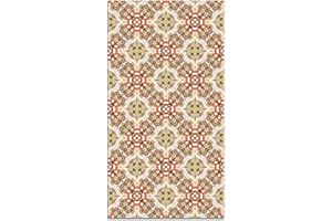 Panorama Alfombra Vinílica Cocina Baño - Modelo Azulejo Oriental Naranja 200x200 cm - Varios tamaños - Decoración Hogar