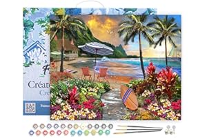 Figured'Art Pintar por Numeros Adultos con marco Bajo el coco - Manualidades pintura acrilica Kit Cuadro DIY completo - 40x50cm con bastidor montado