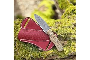 CraftTal. Jagdmesser-Taschenmesser-handgeschmiedet 12 cm klinge-60 HRC Damast Messer 150 damast lagen silverberry holz Griff mit gestaltete Lederscheide gestaltete Lederscheide
