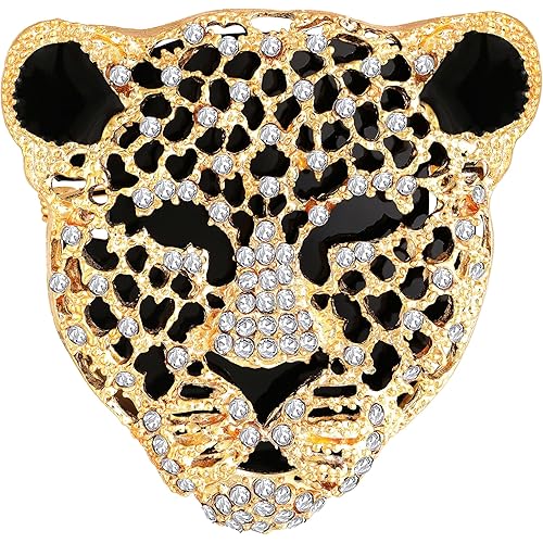 Mahi Lion Face-Shaped Crystal Stone Studded Brooch/Lapel Pin for Men (PABP1101080PR)