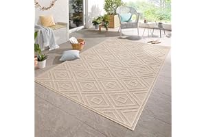 Carpetsale24 Alfombra de Exterior, Color Beige, diseño de Diamantes, 110788, Alfombra Corredor, Alfombras para terraza-balcón-jardín o Cocina, 80 x 150 cm