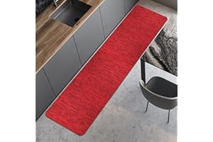 Comart - Tappeto Cucina Nancy - Antiscivolo - Lavabile in Lavatrice - Moderna Passatoia in Ciniglia - Runner per Corridoio e Cucina - Morbido e Resistente - Made in Italy - Rosso - 50x230 cm