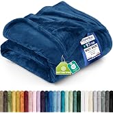 Utopia Bedding Fleece Blanket, Sofa Blanket - (Navy, 102x90 Inches) | Microfibre Blanket - Warm Lightweight Warm Plaid for Be