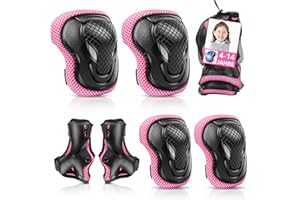 DYGSWIN Knieschoner Kinder, 6 in 1 Profi Knieschoner Kinder, Protektoren Set Verstellbar Knieschoner, Ellenbogenschoner und Handgelenkschoner für Multisport Inliner Fahren [robust und sicher]