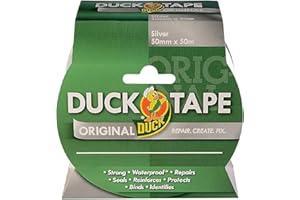 Duck Tape Original Ruban adhésif Argenté 50 mm x 50 m. Le ruban adhésif de réparation original haute résistance et imperméable pour conduit et canalisation.