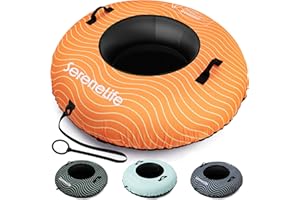 SereneLife Tube à neige de 111,8 cm pour luge – Chambre à air en caoutchouc robuste, housse Oxford, fond en PVC épais et sangle de remorquage – Traîneau à neige gonflable pour enfants et adultes