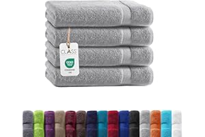 ‎CLASS HOME COLLECTION Class Home Collection Frottee Gästetücher 30x50 cm – 4er Set Gästetuch – Besonders weiche & saugfähige Gästetücher aus 100% Baumwolle mit Aufhänger – Silber