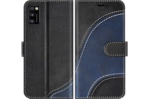 BoxTii Hülle für Galaxy A41, Leder Handyhülle für Samsung Galaxy A41, Ledertasche Klapphülle Schutzhülle mit Kartenfächer und Magnetverschluss, Schwarz
