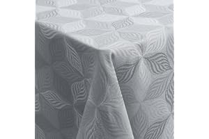 Homaxy Obrus zmywalny, prostokątny, 100 x 140 cm, wielowarstwowy, żakardowy, ornamenty, odporny na zabrudzenia, łatwy w pielęgnacji, szary