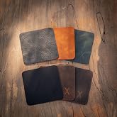 minimal X design Ger&ccedil;ek Deri Bardak Altlığı 6'lı Set, Isıya Dayanıklı Hakiki Deri, Şık ve Minimalist Tasarım Dekoratif Bardak