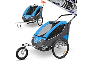 KESSER® Remolque Giratorio 360° para Niños con suspensión 2en1 Función Jogger + arnés de 5 Puntos para Bicicletas máx. 40kg