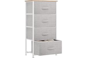 YITAHOME Chest of Drawers with 4 Drawers,Bedroom Drawers, Fabric Dresser with Wood Top,Drawer storage unit for for Bedroom, Living room, Light Grey