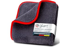 ✅ Glart 44TP Chiffon de polissage , 2 faces polyvalents pour motocyclette et machine à polir les Voitures, absorbants, 40x40 cm, Anthracite avec borde rouget