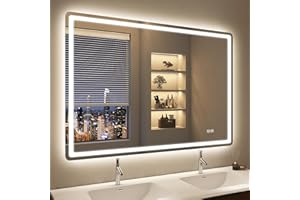 STARLEAD Espejo-Baño-con-Luz 100x70cm, Antivaho, Regulable, 3 Colores Luz, Función Memoria, IP44 Espejo-Baño-LED, Vidrio Templado HD, Horizontal/Vertical