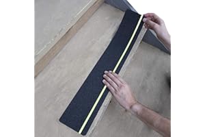 LIFEGRIP STAY ON TRACK LifeGrip Non-Slip Traction Steps with Glow in Dark Stripe (Pack of 10), 10 cm x 71 cm, Best Grip Tape, Grit Non-Slip, Outdoor Non-Slip Band, High Traction Friction Abrasive Adhesive for Stairs Step