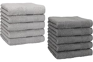 Betz Set di 10 lavette Premium misura 30 x 30 cm 100% cotone colore grigio antracite e grigio argento