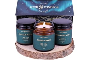 Wick & Windsor Aurora Collection - Scented Candle Gift Set - Soy Wax Candles with Wooden Wick Candles - Christmas Gifts for Women - Candle Trio