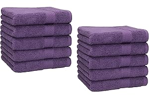 Betz Lot de 10 Serviettes débarbouillettes lavettes Taille 30x30 cm en 100% Coton Premium Couleur Violet