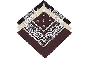 OXFORD NOVELTIES 3 Unisex Paisley Bandanas Choose from 15 Mixed Sets (Beige-Brown-Black)
