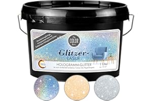 My COLOR Room Glitzer-Lasur (1000 ml, Hologramm) Transparente Wandfarbe für Wandgestaltung Mit Effekt für Innenbereich, Dekorationslasur Made in Germany